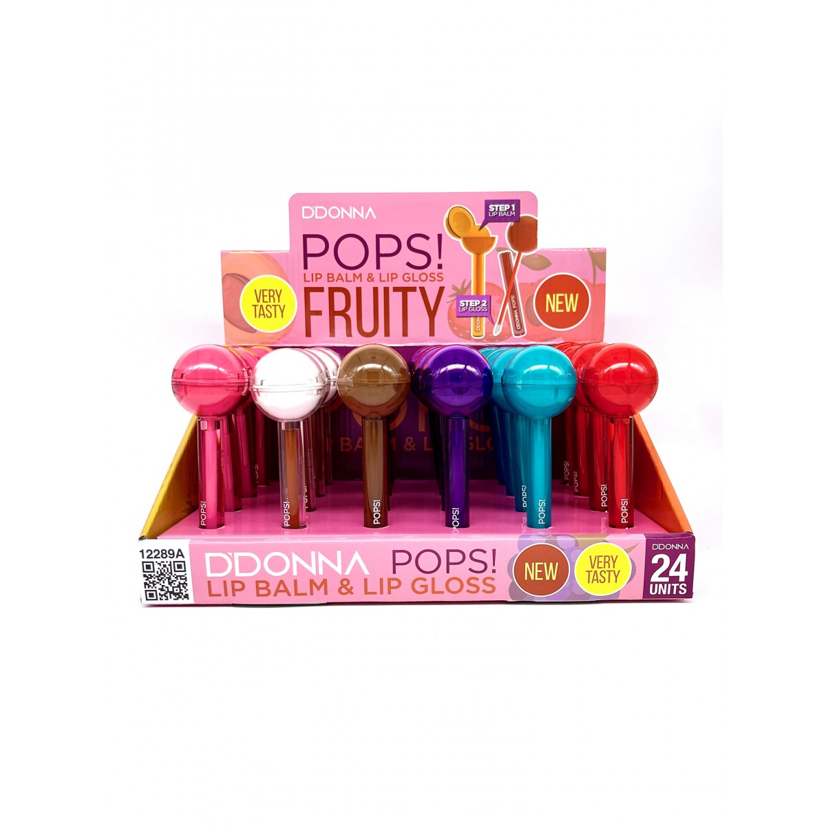 Caja Bálsamo Labial y Brillo Pops D'Donna Sabores