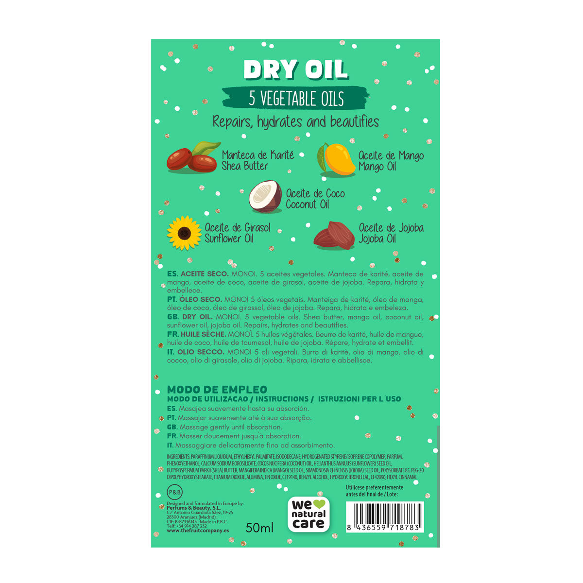 Reverso Caja aceite seco monoi The Fruit Company