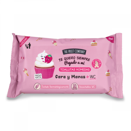 Toallitas húmedas para cara manos y wc fresa nata The Fruit Company