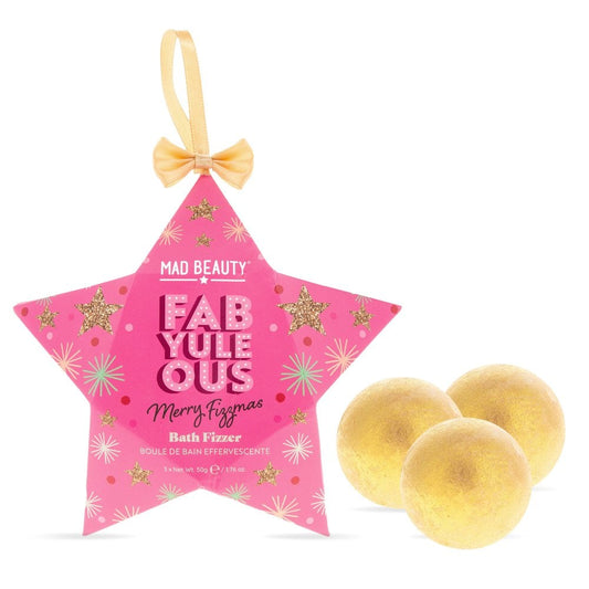 Caja con tres bombas doradas para el baño Mad Beauty