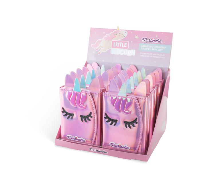 Estuches de maquillaje de viaje en forma de unicornio rosa marca Martinelia