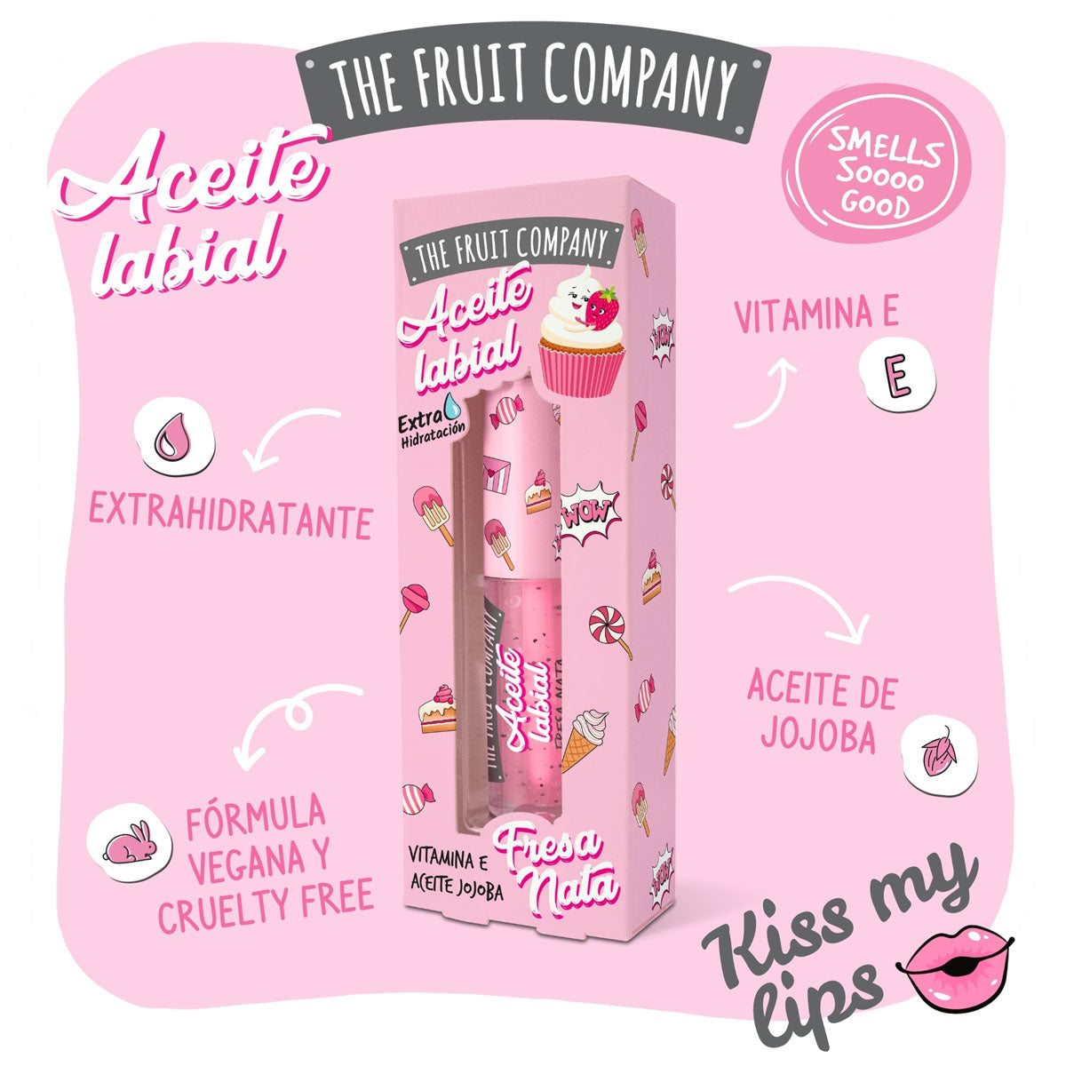 Caja aceite labial fresa nata The Fruit Company
