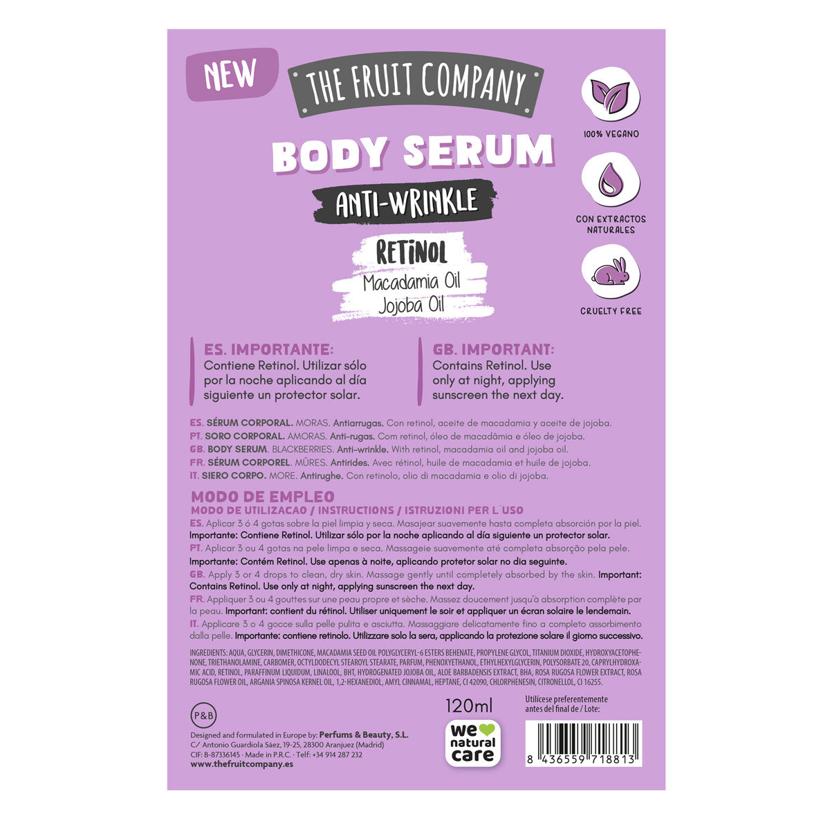 Reverso Caja Body Serum Antiarrugas Moras The Fruit Company