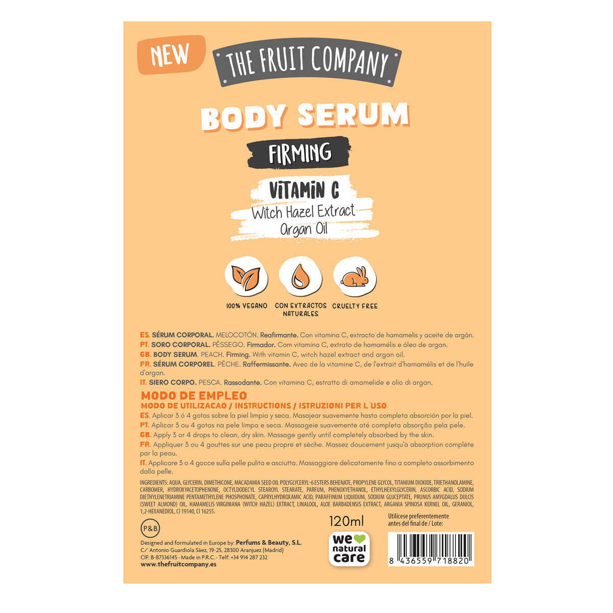 Reverso Caja Body Serum Reafirmante melocotón The Fruit Company
